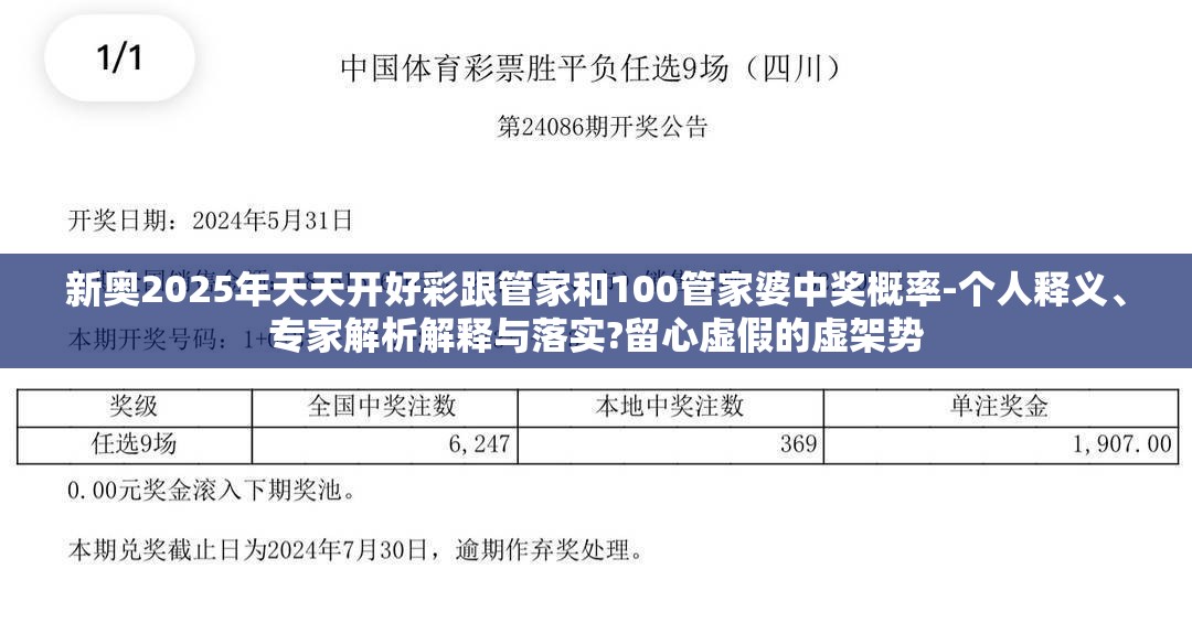 新奥2025年天天开好彩跟管家和100管家婆中奖概率-个人释义、专家解析解释与落实?留心虚假的虚架势